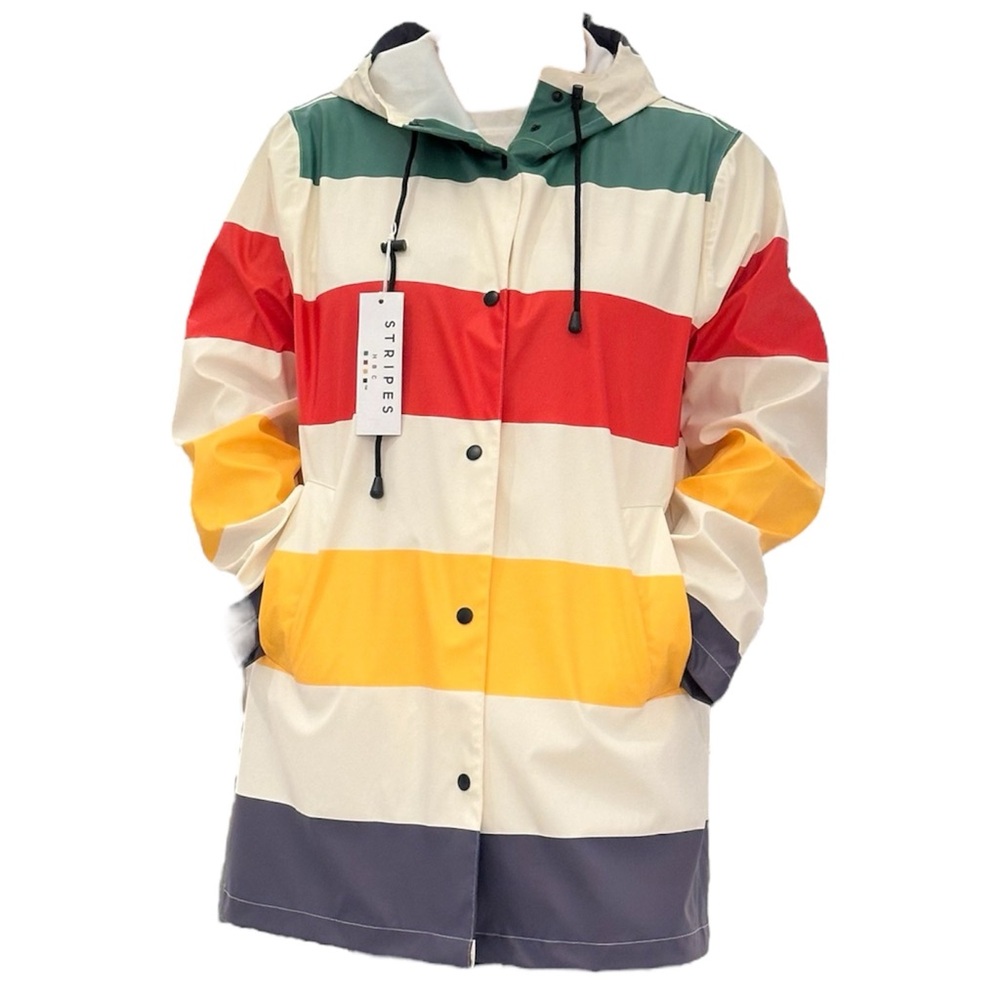 HBC Stripes Hudsonβs Bay Company Classic Stripes Rain Coat - Picture 1 of 16